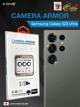 Сапфировое стекло на камеру Samsung Galaxy S23 Ultra X-ONE Camera Armor - цвет Black / линзы / авиа-алюминиевый корпус